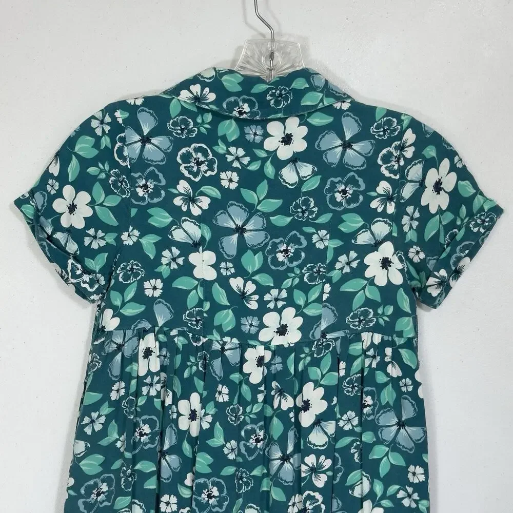 Sincerely Jules Girls Tropical Floral Tiered Midi Dress 10 Blue Green Summer